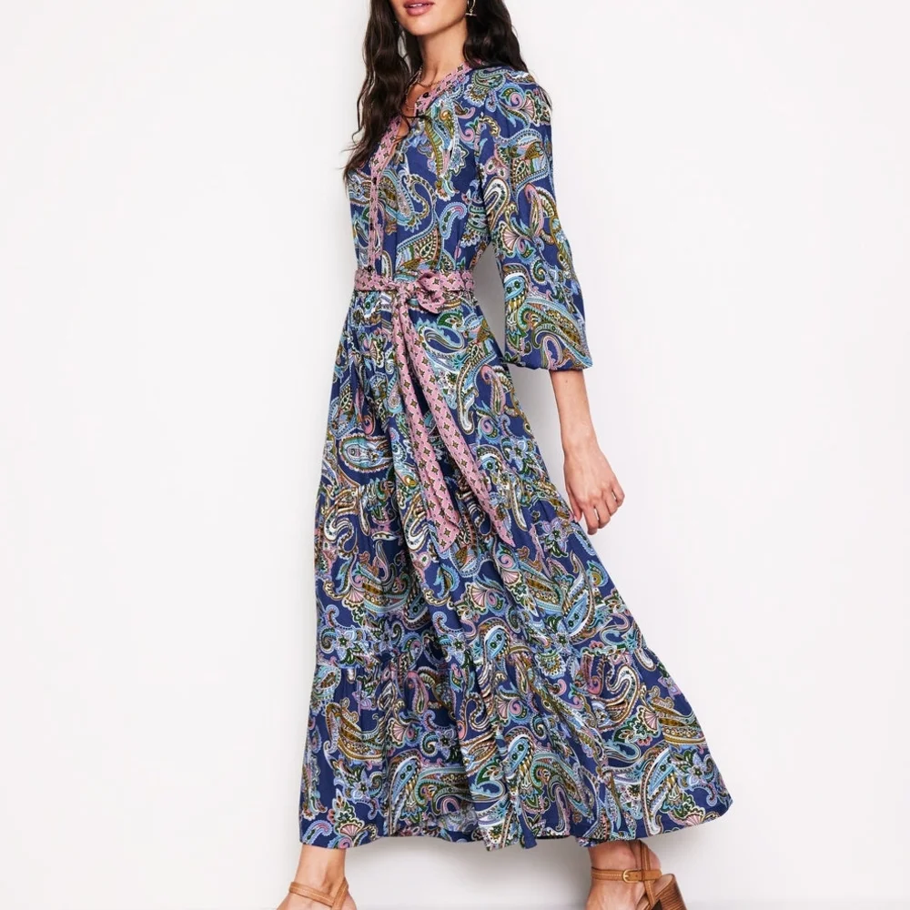 Boden Alba Mazarine Blue Opulent Paisley Dress - Picture 1 of 3